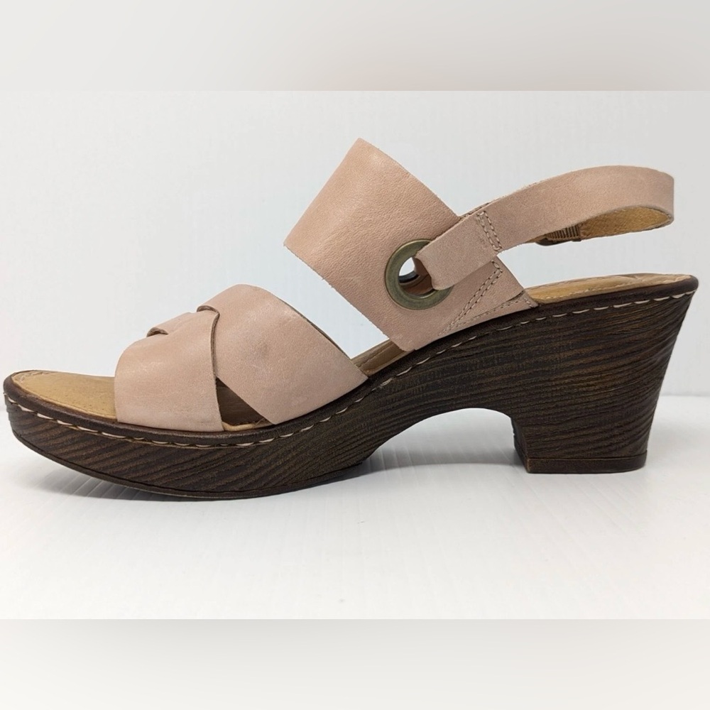 BORN Pink Leather Wedge Sandals - Picture 5 of 6